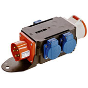 Stromverteiler-Box CEE16 - 3 x T23 / 1 x CEE16 Ausgang